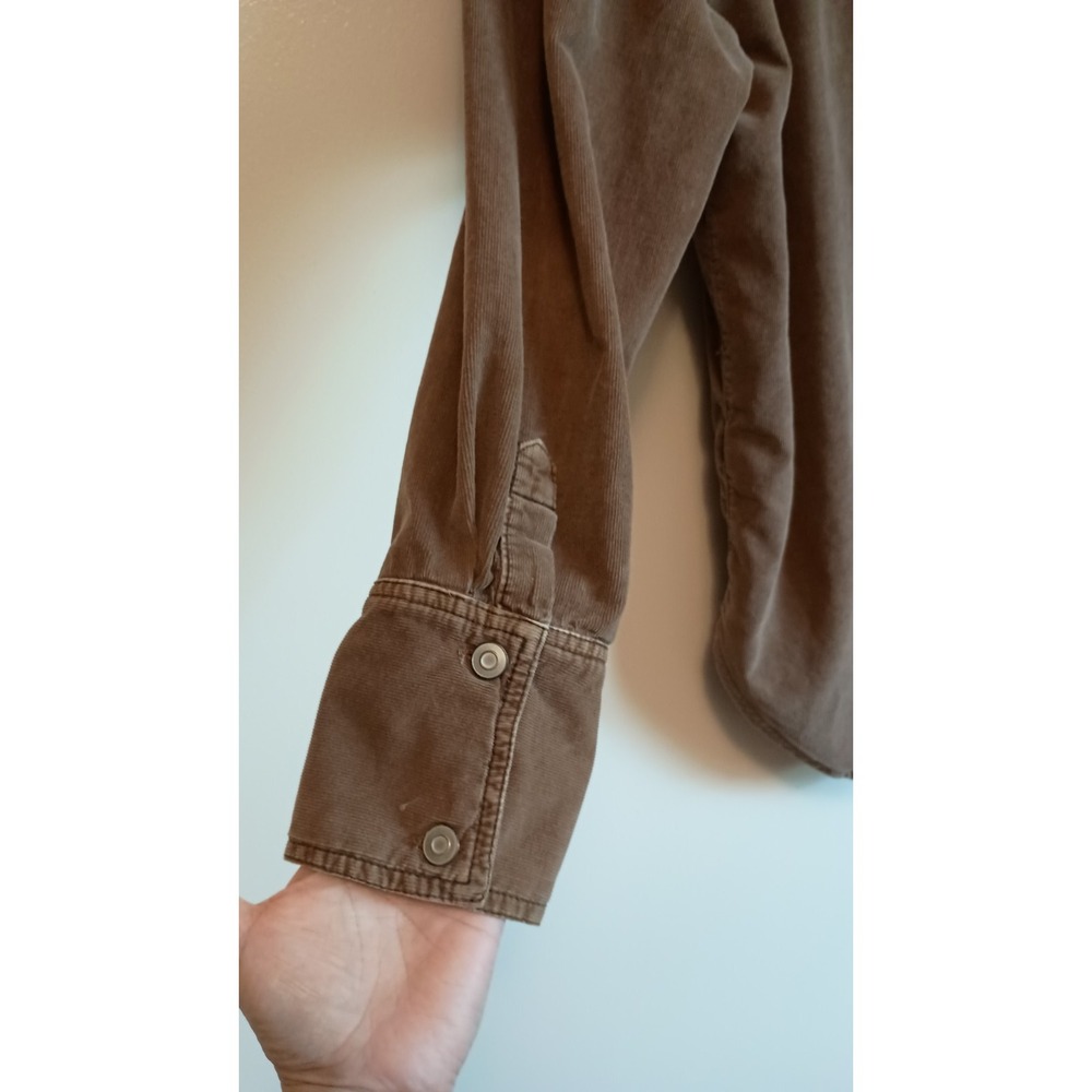 Free People We The Free Baby Cord Buttondown Shirt Warm Tobacco Brown Size M - Picture 9 of 14